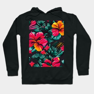 Red Orange Hibiscus Abstract Fantasy Hoodie